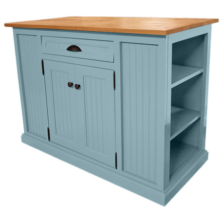 Modern Coastal Kitchen Island, Interesting Aqua