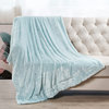 Double Sided Over-Sized Faux Fur Throw Blanket, Light Blue, 50''x70''