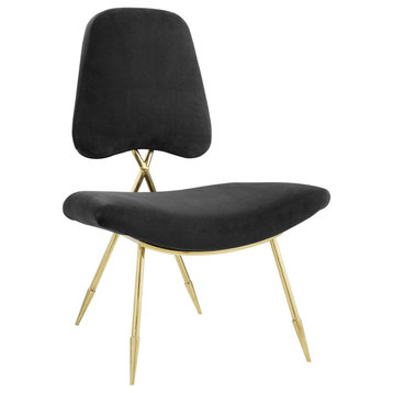 Ponder Upholstered Velvet Lounge Chair, Black