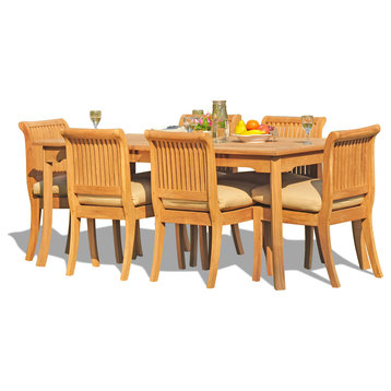 7-Piece Set, 71" Rectangle Table, 6 Giva Chairs, Sunbrella Cushion, Burgundy
