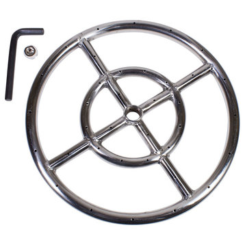 12" Round Fire Pit Burner Ring, Stainless Steel, Double Ring