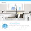 812 Low-Divide Double Bowl Kitchen Sink, Silver, No Additional Accessories