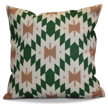 Patna Geometric Print Outdoor Pillow, Green, 16"x16"