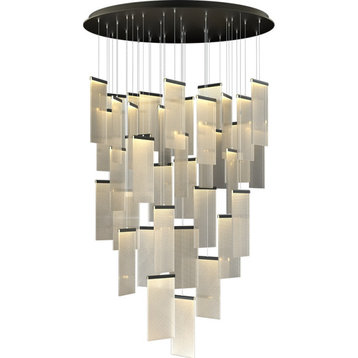 MIRODEMI® Varenna Gold Long Hanging Light Fixture, Black, 12 Lights, Cool Light + Dimmable