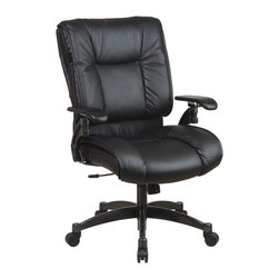 OSP Black Conference Executive Leather Office Chair with Real Pillow Top Seat - Office Chairs