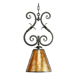 PN-146 Custom Iron Pendant Light with Natural Mica Shade - Pendant Lighting