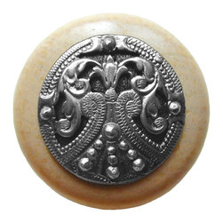 Inviting Home Inc. - Regal-Crest Natural Wood Knob, Unfinished With Brilliant Pewter - Cabinet And Drawer Knobs