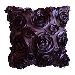 KH Window Fashions, Inc. - Textured Rose Pillow, Purple, 18"x18", Without Insert - Decorative Pillows