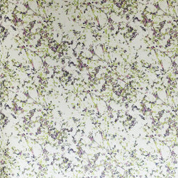 MORTLAKE &ndash; GREEN, PURPLE GYPSOPHILA ON CREAM PEARL Pattern Number: 2016-104-04 - Wallpaper