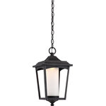 SATCO - Essex Outdoor LED Hanging Lantern With Etched Glass - Give the outside of your home a warm and welcoming glow and add stylish curb appeal with our Essex Outdoor Hanging Lantern. This hanging light features a classic lantern shape with an open concept. The single LED bulb of this fixture casts a warm light through the cylindrical etched glass in the fixture's center, giving off the false impression of a candlelit lantern. The twist on this classic makes the Essex ideal for a traditional home or farmhouse. This fixture measures 8.25 inches wide, 8.25 inches long and 15.38 inches tall.