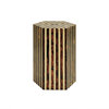 Zane Vertical Stripe Side Table - Brown, Off White Resin
