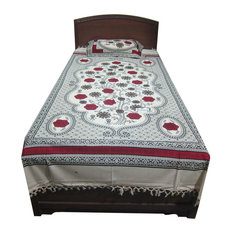 Mogul Interior - Cotton Handloom Indi Hippie Bedding Bedspreads with Pillow Sham Twin Sz - Sheet And Pillowcase Sets