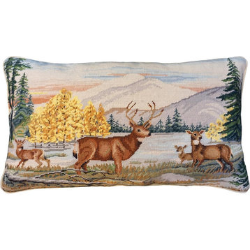 Pillow Throw Deer Park 16x28 28x16 Beige Wool Poly Insert Cotton