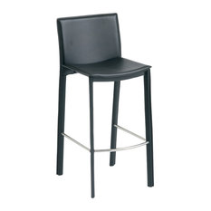Nuevo - Bridget Leather Stool, Black, Bar Height - Bar Stools and Counter Stools