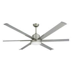 TroposAir Titan Brushed Nickel Industrial Ceiling Fan with 72" Extruded Aluminum - Ceiling Fans
