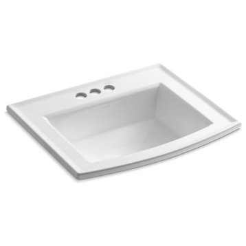 Kohler Archer Drop" Bathroom Sink With 4" Centerset Faucet Holes, White