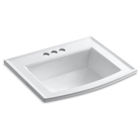 Kohler Archer Drop" Bathroom Sink With 4" Centerset Faucet Holes, White