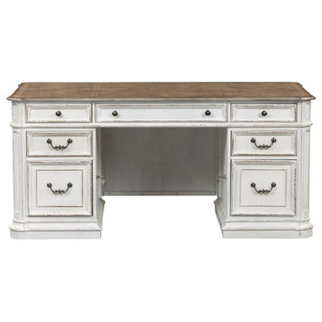 Liberty Furniture Magnolia Manor Jr Executive Desk in Antique White