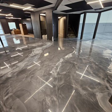 Silver and White Metallic Epoxy Floor