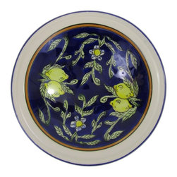 Le Souk Ceramique - Small Stoneware Serving Bowl Citronique Design - Serving And Salad Bowls