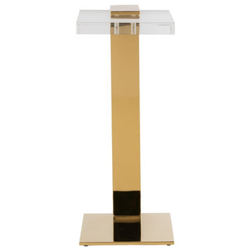 Amory Acrylic Drink Table Clear / Brass