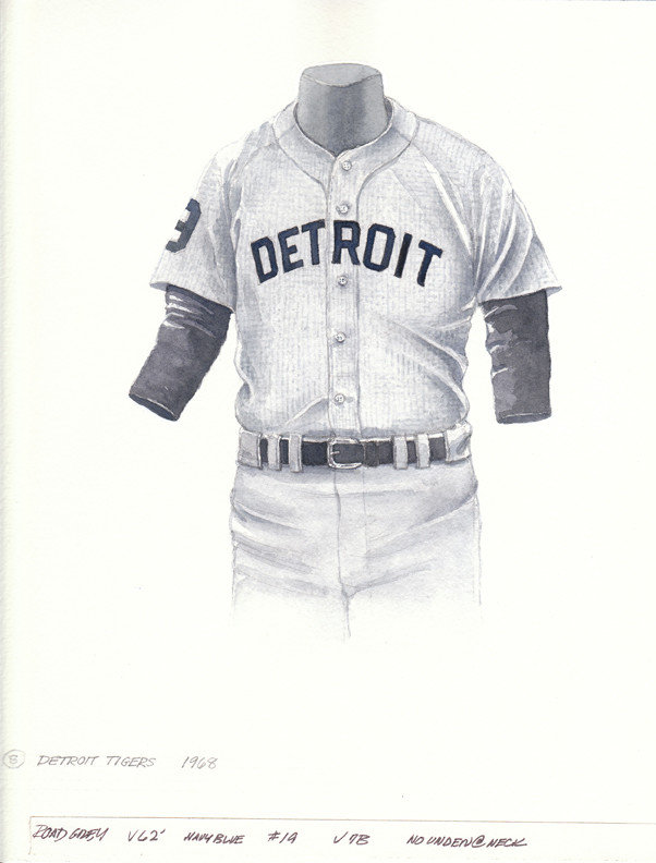 Original Art of the MLB 1968 Detroit Tigers Uniform - Traditional ...