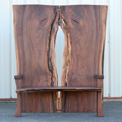Live Edge Walnut High Backed Bench - Indoor Benches