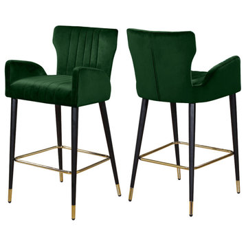 Luxe Velvet Stool (Set of 2), Green