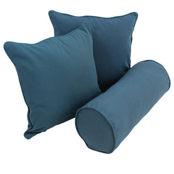 Double-Corded Solid Twill Throw Pillows With Inserts, Set of 3, Indigo