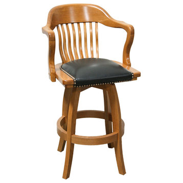 Courthouse Bar Stool, Antique Gray Finish, Without Arms
