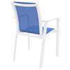 Pacific Sling Arm Chair White Frame Blue Sling, Set Of 2