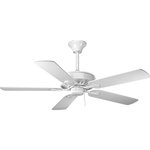Progress - Progress Airpro - 52" Ceiling Fan, White Finish - 52" Performance fan includes 5 White blades, White finish, and lifetime limited warranty. Powerful AirPro motor features 3-speed, triple-capacitor control that can also be reversed to provide year-round comfort. Standard canopy is designed for sloped ceilings with 12:12 pitch and is Energy Star certified. Sure Connect blade attachment system and 3/4" x 6" downrod are also included.  White blades with White finish Powerful and reversible 3-speed motor w/ triple-capacitor control Includes innovative canopy system for sloped ceilings up to 12:12 pitch Limited lifetime warranty and Energy Star certified Rod Length(s): 6.00Warranty: Lifetime Limited Warranty* Number of Bulbs: *Wattage: * BulbType: * Bulb Included: No