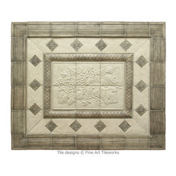 Fine Art Tileworks - Grapes & Leaves handmade tile mural &mdash; Fine Art Tileworks - Products