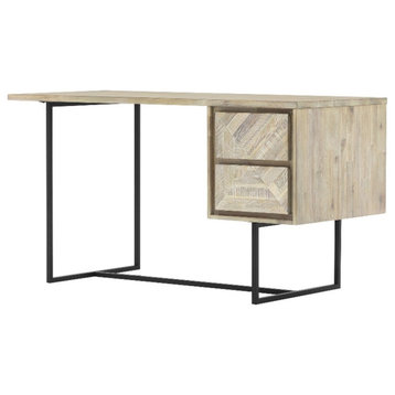 Armen Living Peridot 24"2-Drawer Modern Wood Desk in Natural