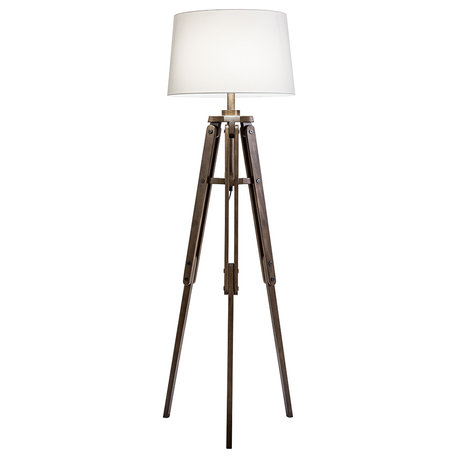 Modern Home Mariner Nautical Wooden Tripod Floor Lamp - Ocean Theme/Beach House