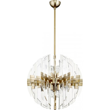Zion Sphere Pendant, 6-Light, Aged Brass, Iron, Acrylic, 22.5"H