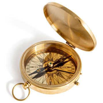 Polished Brass Pocket Compass