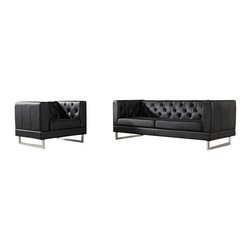 DG Casa - Palomar Sofa and Chair Set, Black - Living Room Furniture Sets