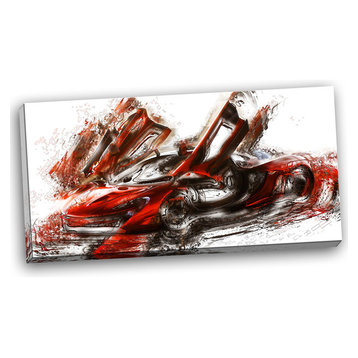 "Burnt Red Sports Car" Canvas Painting