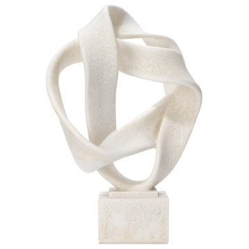 Coastal Style White Polyresin Intertwined Object on Stand