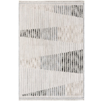 nuLOOM Maira Abstract Textured Striped Area Rug, Light Gray 5' x 8'