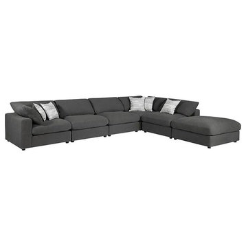Coaster Serene 6-Piece Modern Fabric Upholstered Sectional in Gray