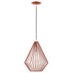 Livex Lighting - Linz 1 Light Shiny Red With Polished Chrome Accents Pendant - The stunning dimension make this contemporary mini pendant a modern home lighting choice. The open, shiny red geometrical shade design allows an easy flow of light to shine over a dining room table or kitchen island.