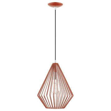 Linz 1 Light Shiny Red With Polished Chrome Accents Pendant