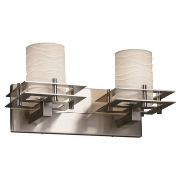 Limoges Metropolis Bath Bar, Cylinder With Flat Rim With Waves Shade