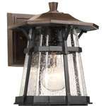 Progress - Progress P5749-84 Derby - One Light Small Outdoor Wall Lantern - 1-Light small wall lantern from the Derby collection boasts a combination of Espresso and textured black powder coated finishes. The seeded glass diffuser is encased in the cast aluminum black from with the Espresso finish on the roof and back plate.
