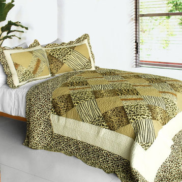 Melody Fair 3PC Contained Vermicelli-Quilted Patchwork Quilt Set (Full/Queen)