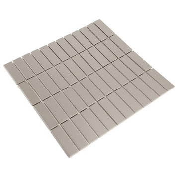 Gio Taupe Matte 1" X 3" Stacked Linear Porcelain Mosaic Tile, 1 Sheet