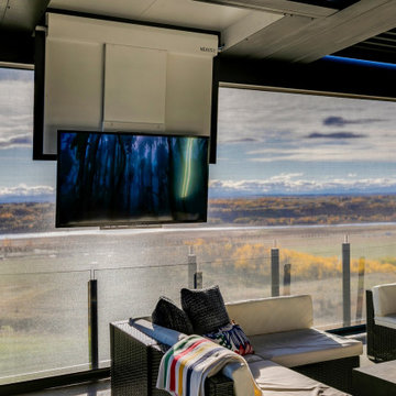 Bearspaw Upper Deck StruXure Pergola with Vanishing TV