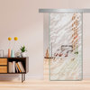 Sliding Glass Door With Frosted Designs ALU100, 30"x81", Recessed Grip